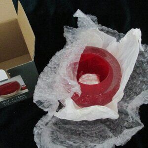 Vintage Fifth Avenue Crystal 'Geode' Red Votive Tealight NIB 4"